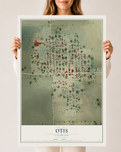 Map of Otis, Colorado, 24 x 36 inch unframed archival matte print