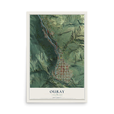 Map of Ouray, Colorado, 12 x 18 inch unframed archival matte print