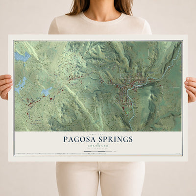 Map of Pagosa Springs, Colorado, 18 x 24 inch unframed archival matte print
