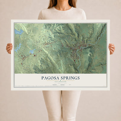 Map of Pagosa Springs, Colorado, 24 x 36 inch unframed archival matte print