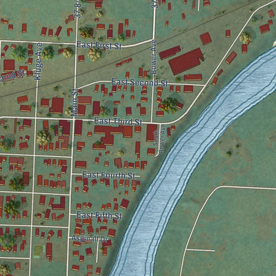 Second close-up of the map of Palisade, Colorado print showing more streets and buildings