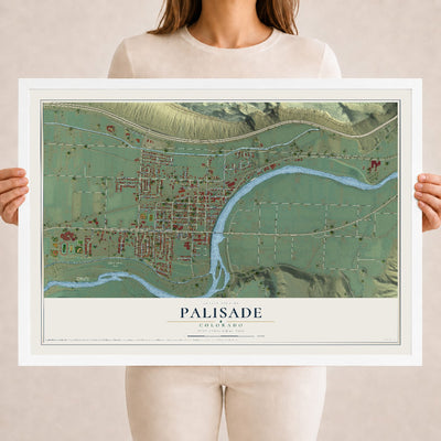 Map of Palisade, Colorado, 18 x 24 inch print in a white wood frame