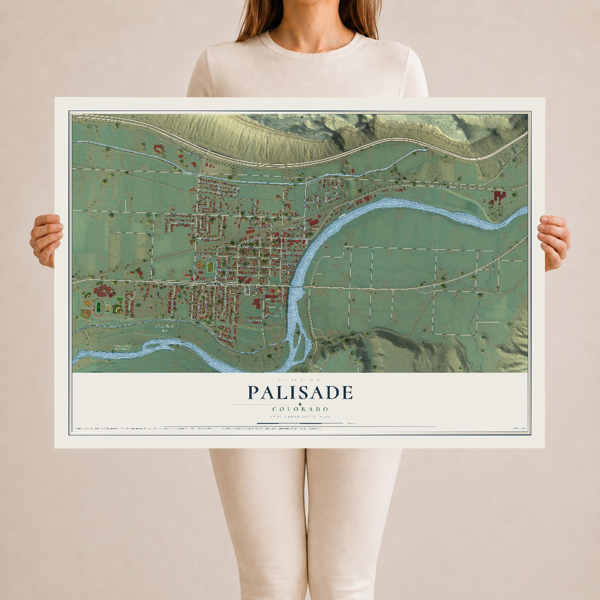 Map of Palisade, Colorado, 24 x 36 inch unframed archival matte print