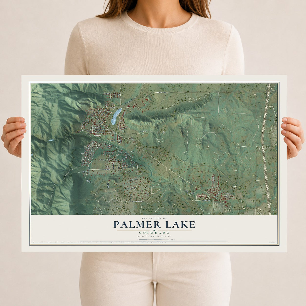 Map of Palmer Lake, Colorado, 12 x 18 inch unframed archival matte print
