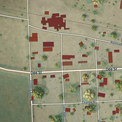 Close-up of the map of Paoli, Colorado print showing street and building detail