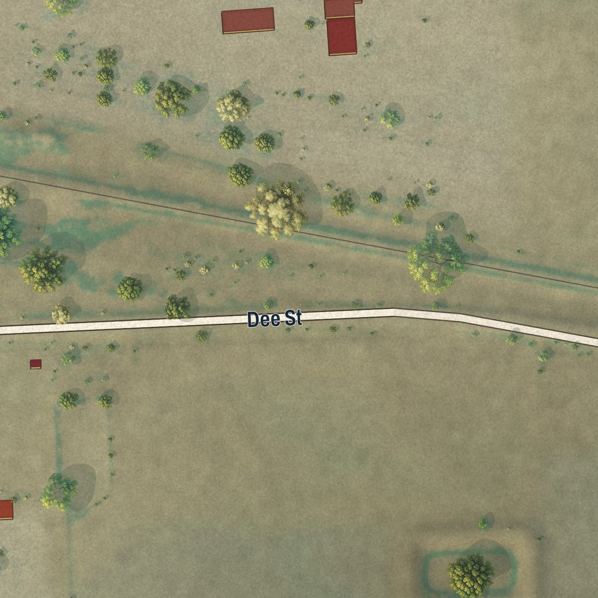 Second close-up of the map of Paoli, Colorado print showing more streets and buildings