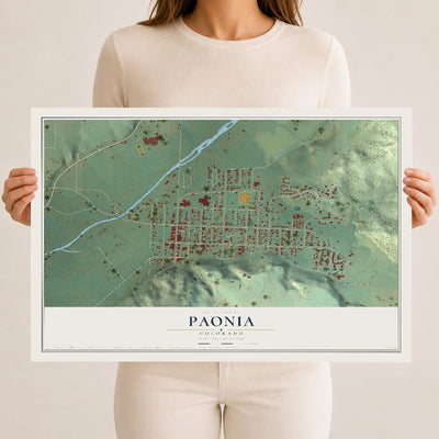 Map of Paonia, Colorado, 12 x 18 inch unframed archival matte print