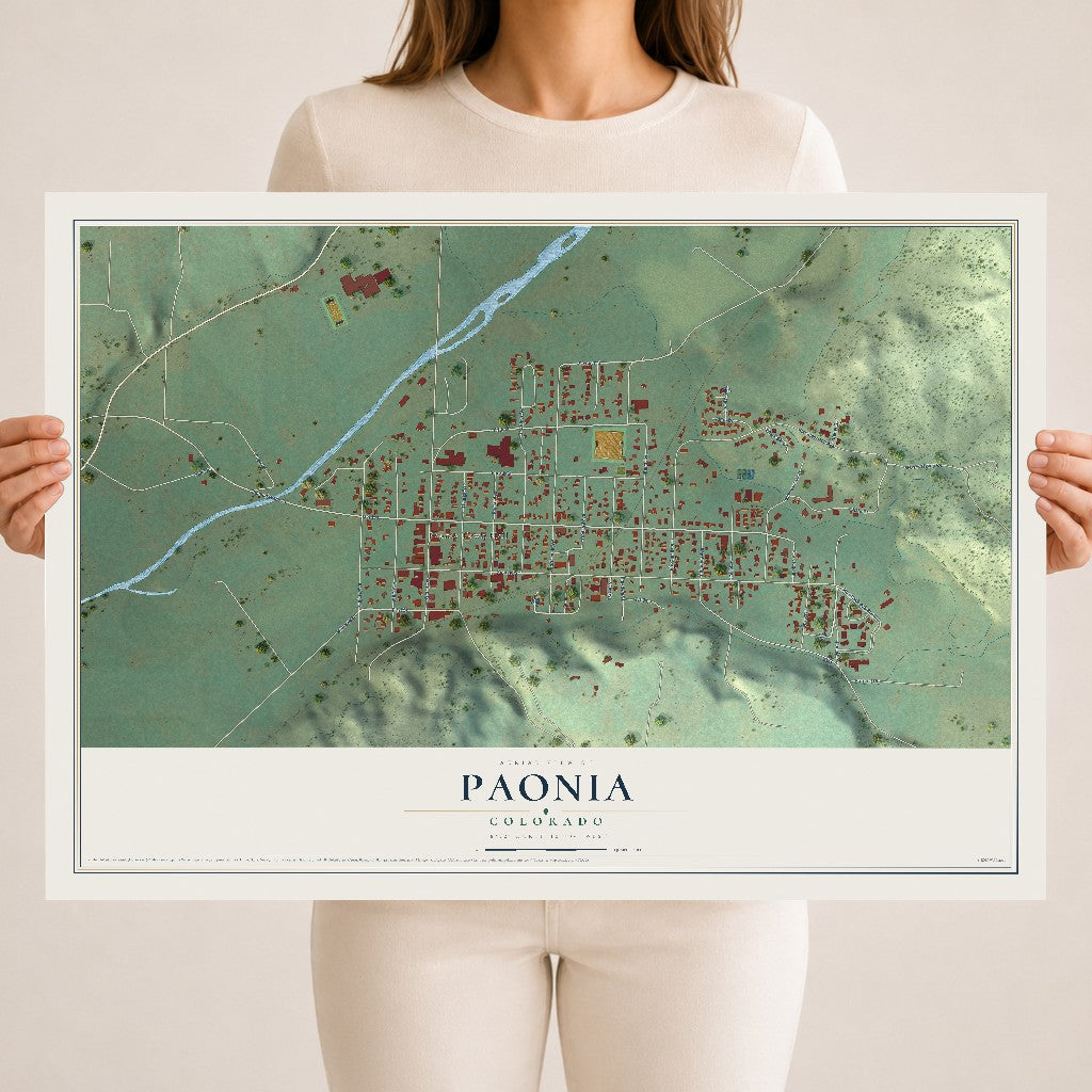 Map of Paonia, Colorado, 18 x 24 inch unframed archival matte print