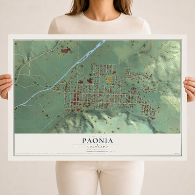 Map of Paonia, Colorado, 18 x 24 inch unframed archival matte print