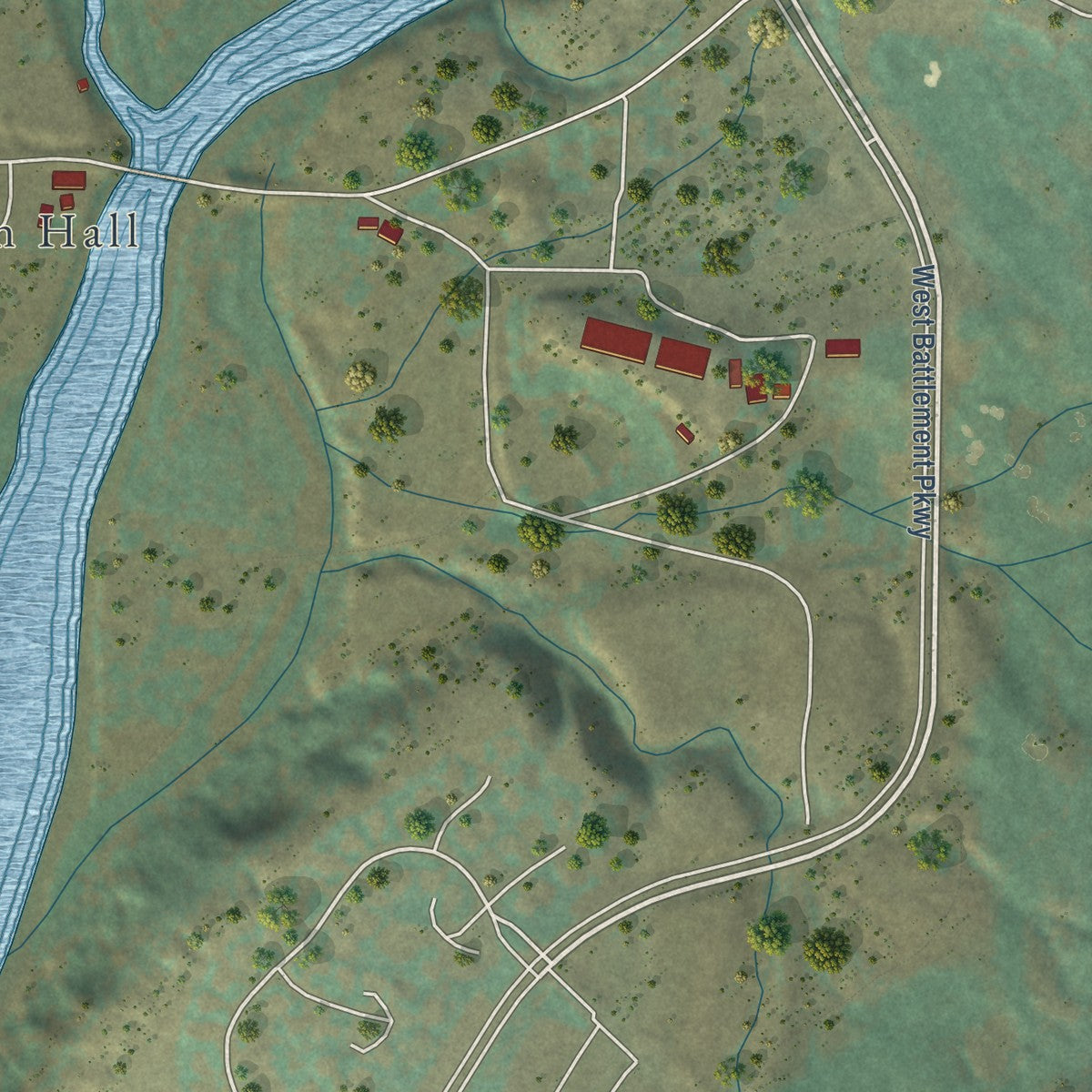 Second close-up of the map of Parachute, Colorado print showing more streets and buildings