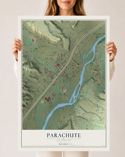 Map of Parachute, Colorado, 24 x 36 inch unframed archival matte print