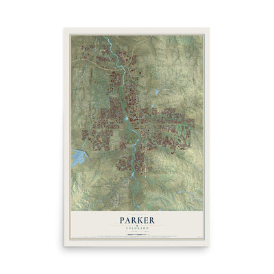 Map of Parker, Colorado, 12 x 18 inch unframed archival matte print