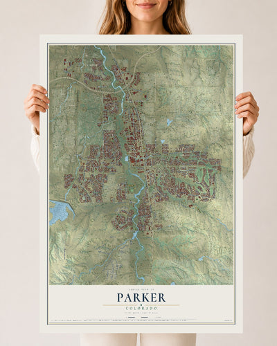 Map of Parker, Colorado, 24 x 36 inch unframed archival matte print