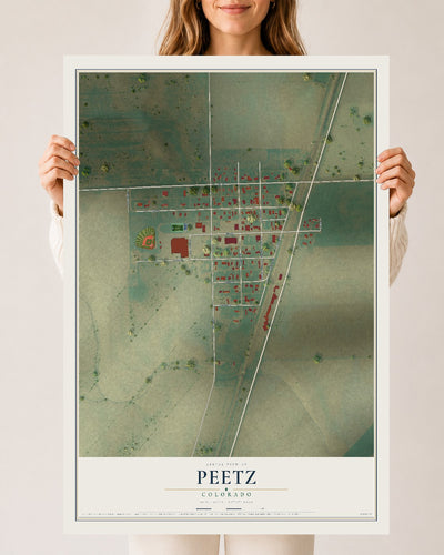 Map of Peetz, Colorado, 24 x 36 inch unframed archival matte print