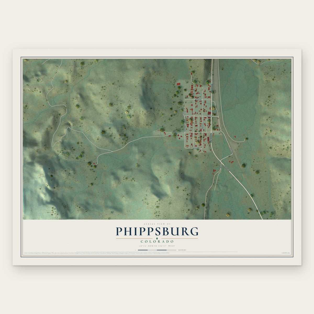 Phippsburg, Colorado map print, the full design