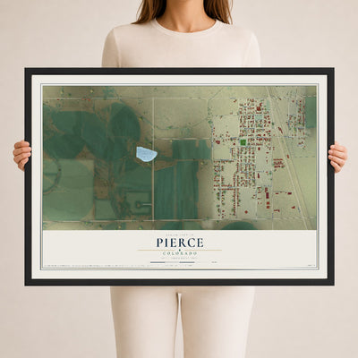 Map of Pierce, Colorado, 24 x 36 inch print in a black wood frame