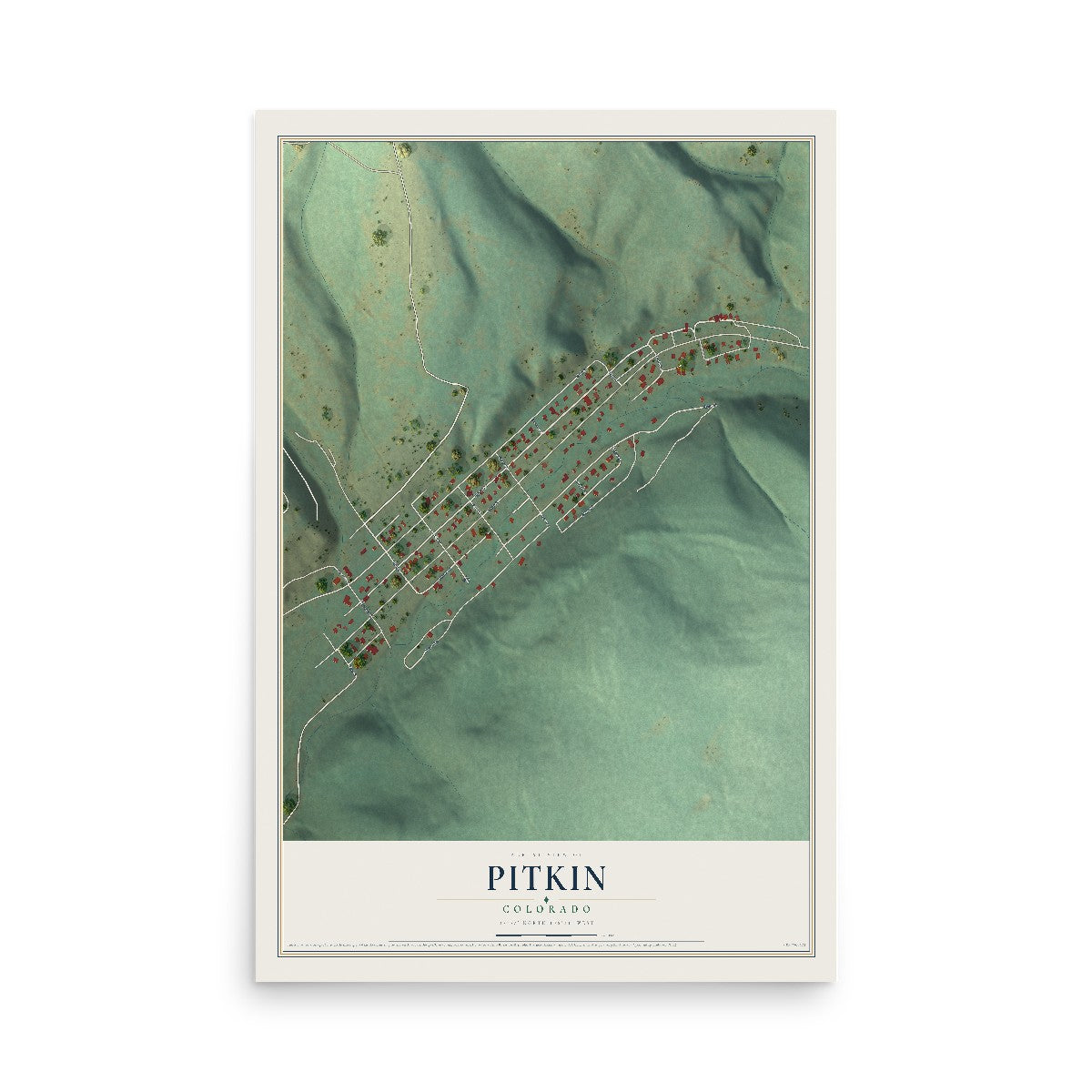 Map of Pitkin, Colorado, 12 x 18 inch unframed archival matte print