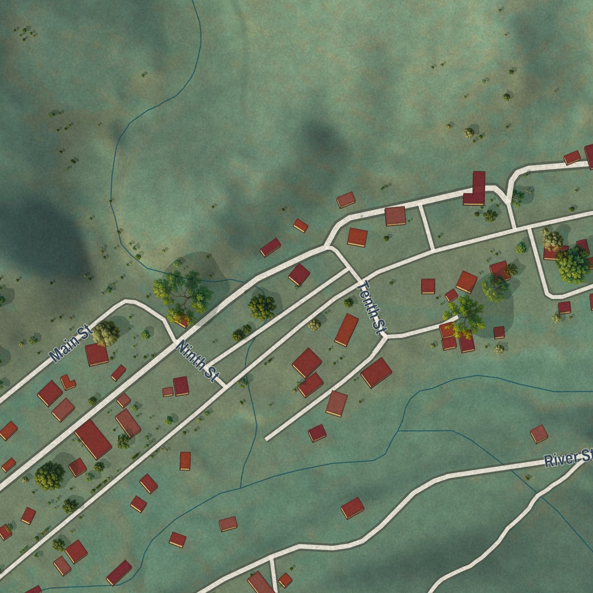 Second close-up of the map of Pitkin, Colorado print showing more streets and buildings
