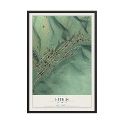 Map of Pitkin, Colorado, 12 x 18 inch print in a black wood frame