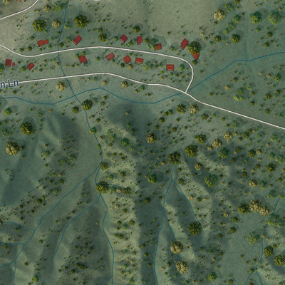 Second close-up of the map of Poncha Springs, Colorado print showing more streets and buildings