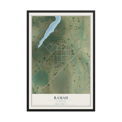 Map of Ramah, Colorado, 12 x 18 inch print in a black wood frame