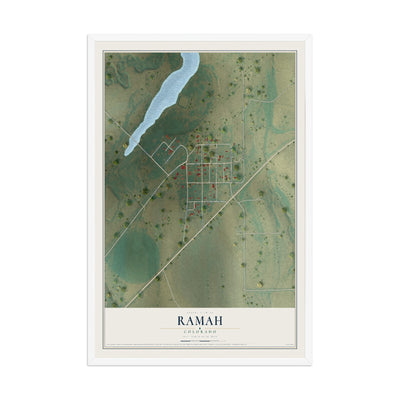 Map of Ramah, Colorado, 12 x 18 inch print in a white wood frame