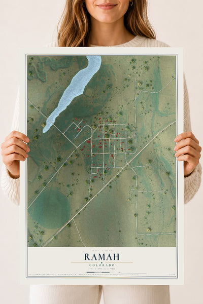 Map of Ramah, Colorado, 18 x 24 inch unframed archival matte print