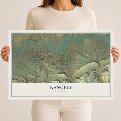 Map of Rangely, Colorado, 12 x 18 inch unframed archival matte print