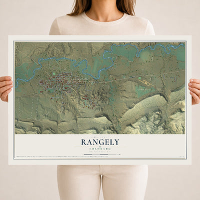 Map of Rangely, Colorado, 18 x 24 inch unframed archival matte print