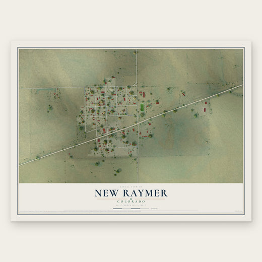 New Raymer, Colorado map print, the full design