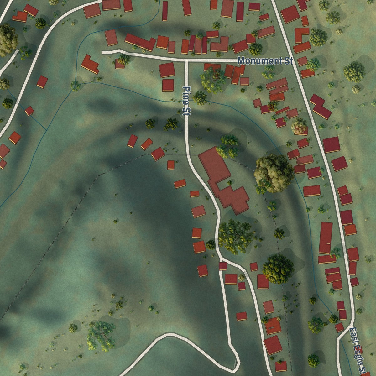 Close-up of the map of Red Cliff, Colorado print showing street and building detail