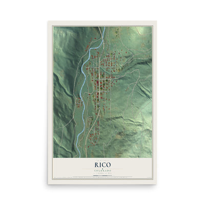 Map of Rico, Colorado, 12 x 18 inch unframed archival matte print