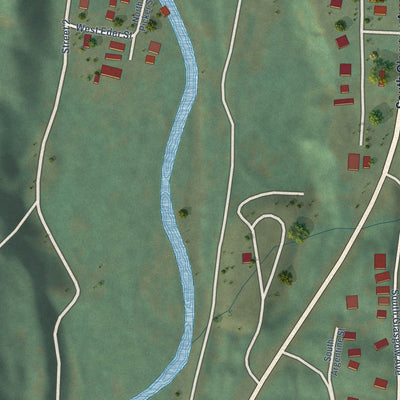 Second close-up of the map of Rico, Colorado print showing more streets and buildings