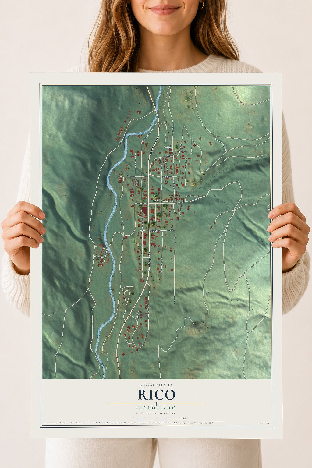 Map of Rico, Colorado, 18 x 24 inch unframed archival matte print