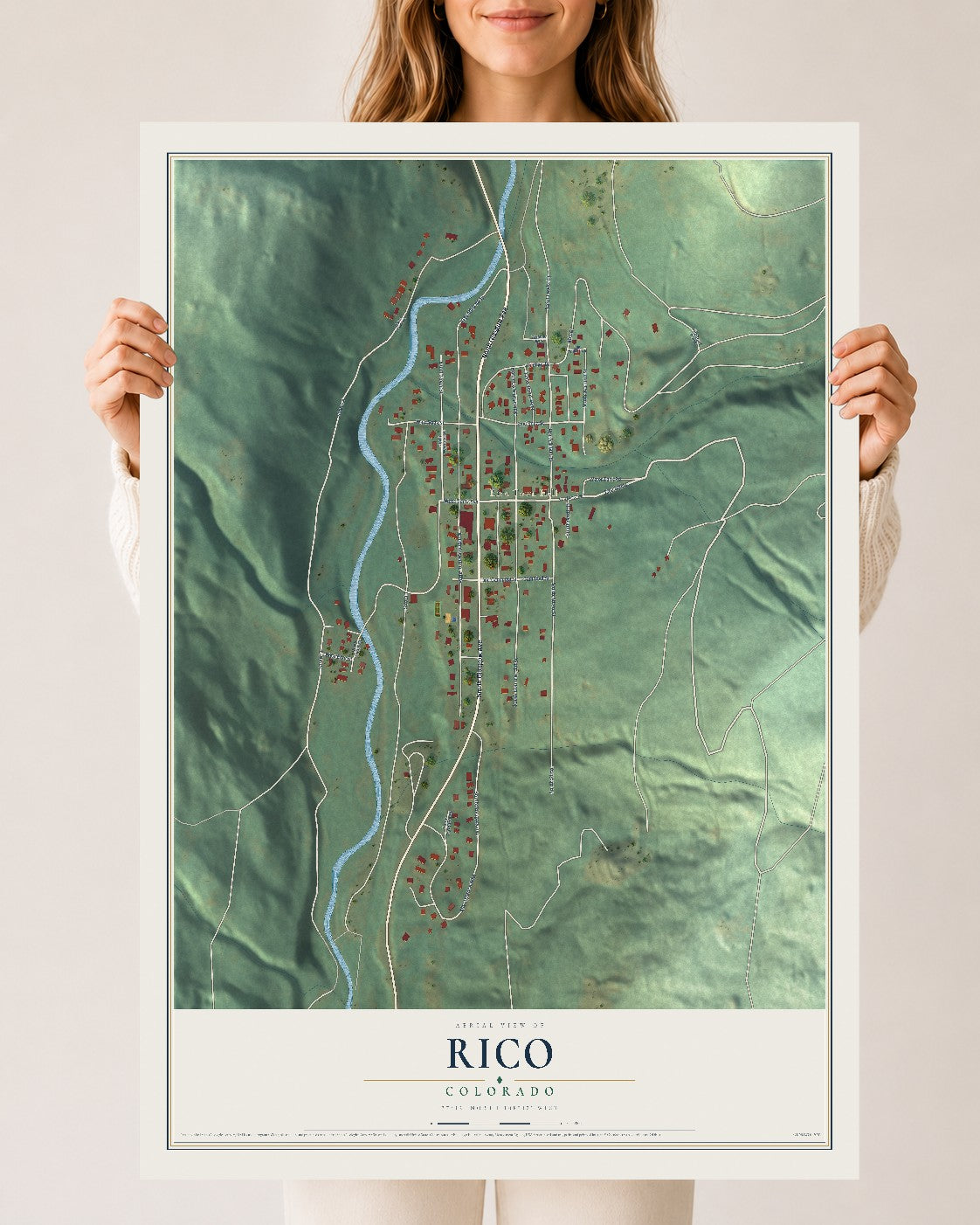 Map of Rico, Colorado, 24 x 36 inch unframed archival matte print