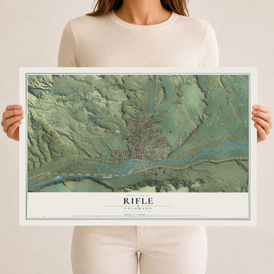 Map of Rifle, Colorado, 12 x 18 inch unframed archival matte print