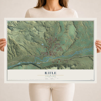 Map of Rifle, Colorado, 18 x 24 inch unframed archival matte print
