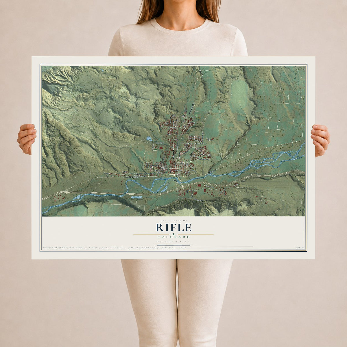 Map of Rifle, Colorado, 24 x 36 inch unframed archival matte print