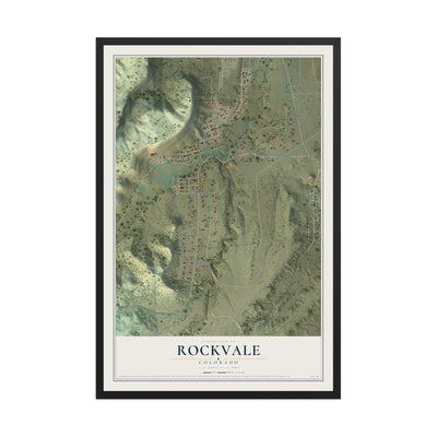 Map of Rockvale, Colorado, 12 x 18 inch print in a black wood frame