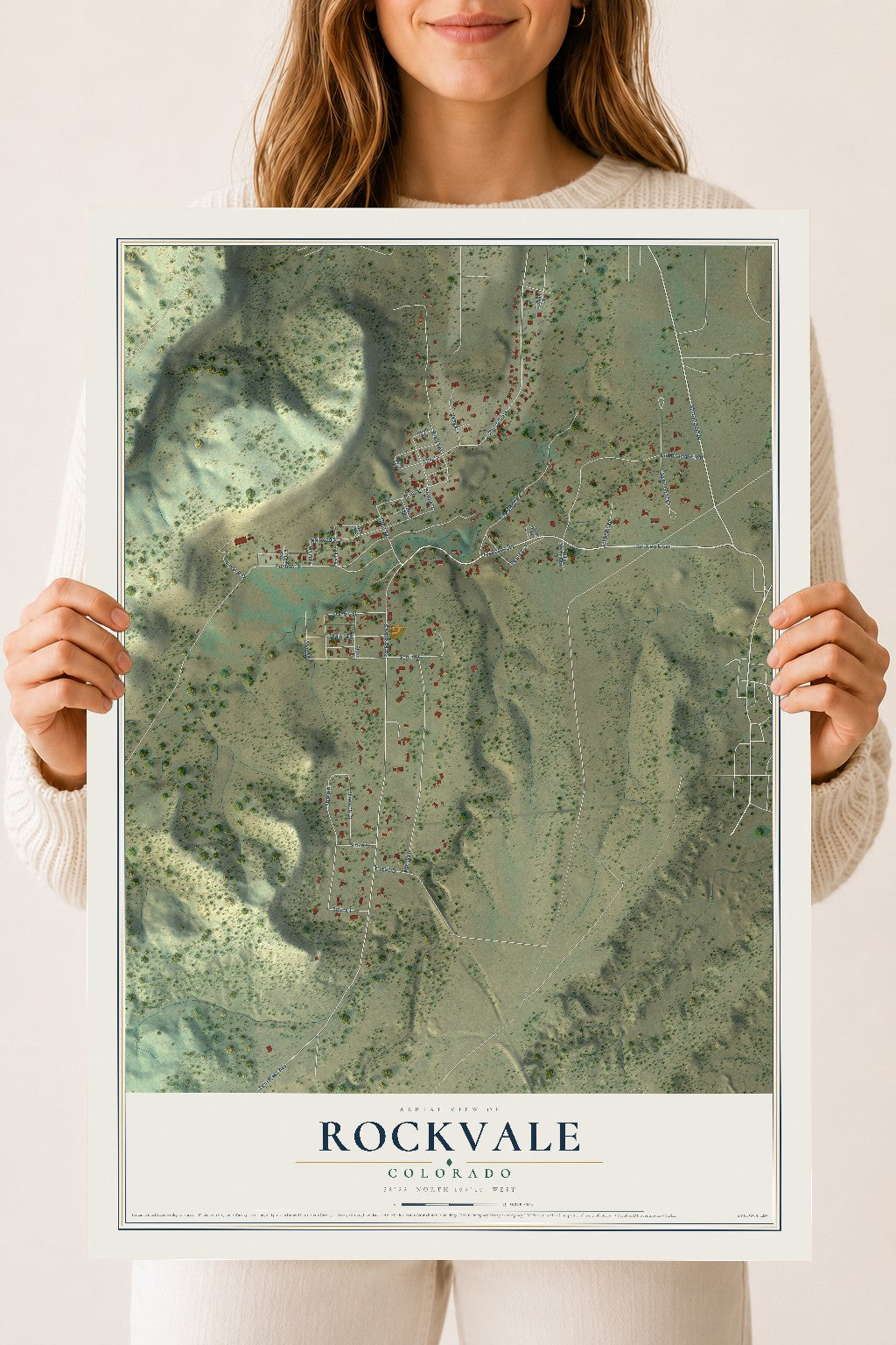 Map of Rockvale, Colorado, 18 x 24 inch unframed archival matte print