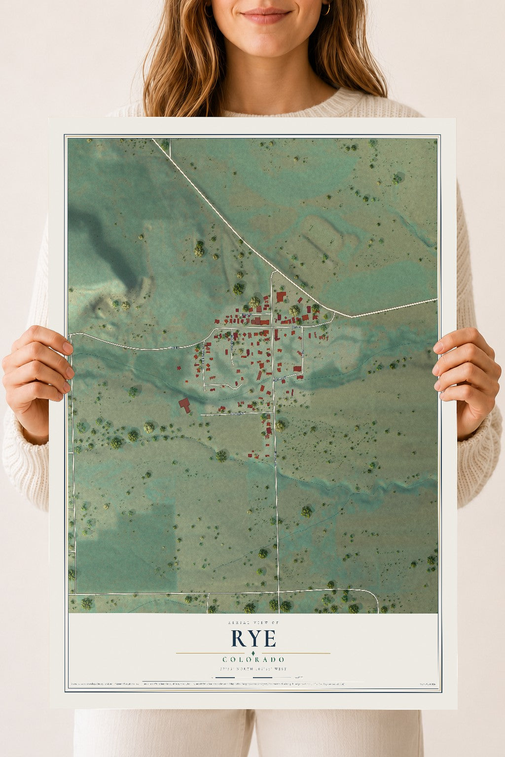 Map of Rye, Colorado, 18 x 24 inch unframed archival matte print