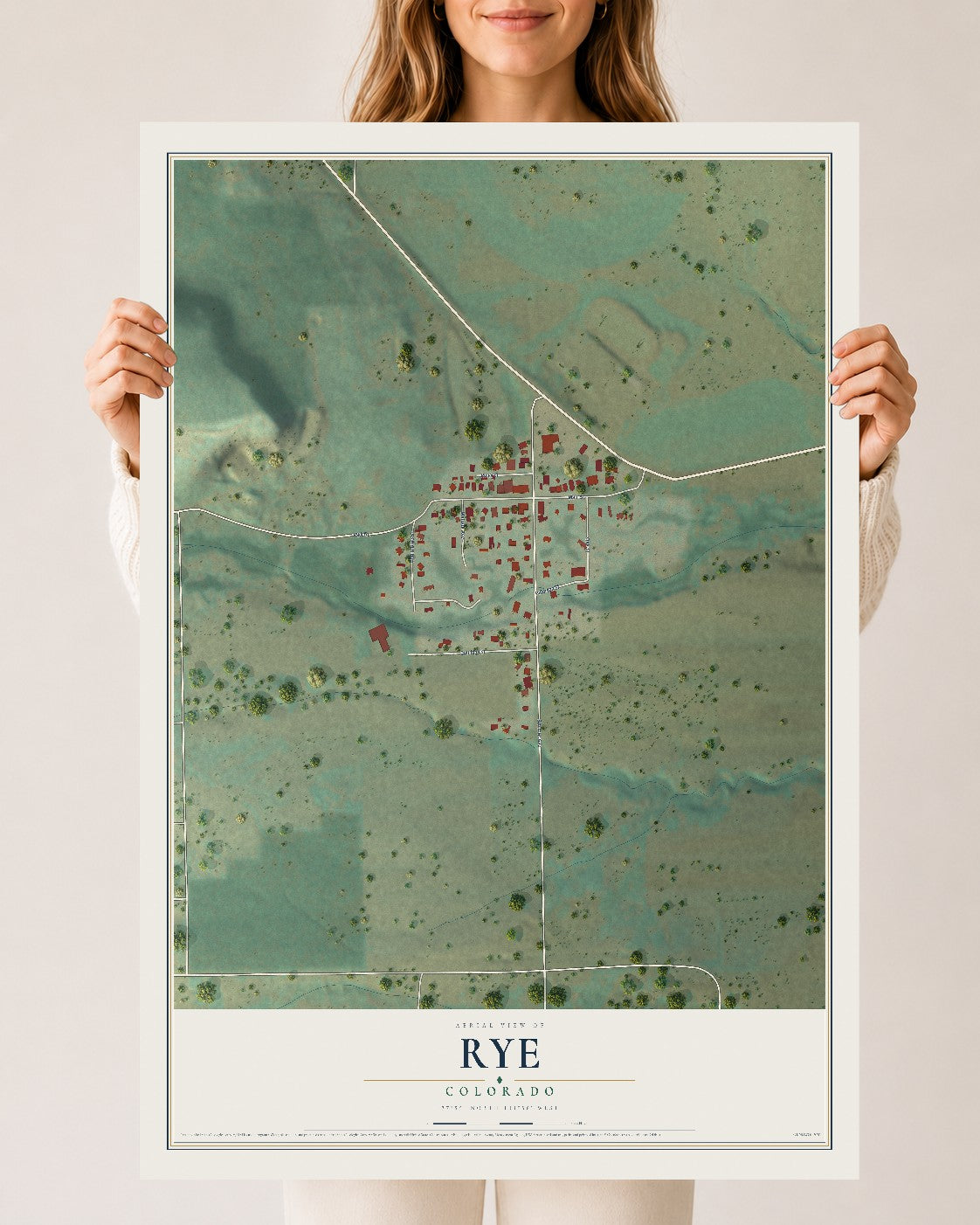 Map of Rye, Colorado, 24 x 36 inch unframed archival matte print