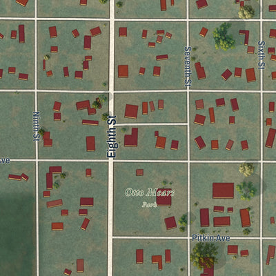 Second close-up of the map of Saguache, Colorado print showing more streets and buildings