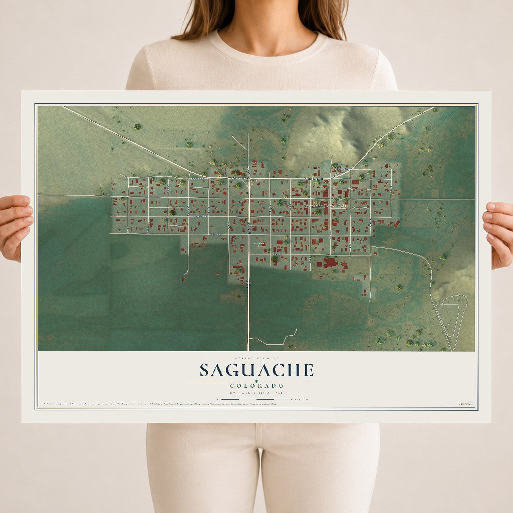 Map of Saguache, Colorado, 18 x 24 inch unframed archival matte print