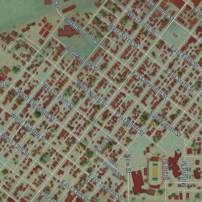 Close-up of the map of Salida, Colorado print showing street and building detail