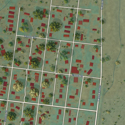 Close-up of the map of San Luis, Colorado print showing street and building detail