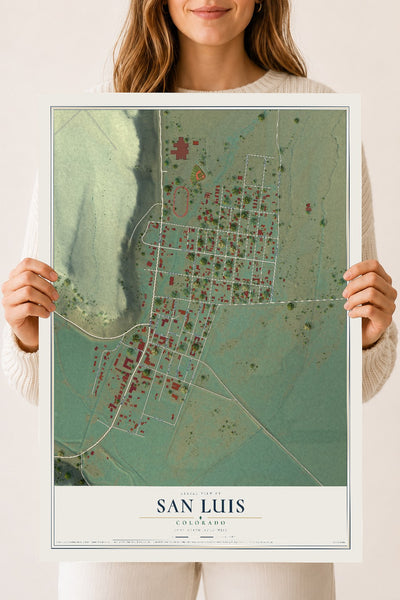 Map of San Luis, Colorado, 18 x 24 inch unframed archival matte print