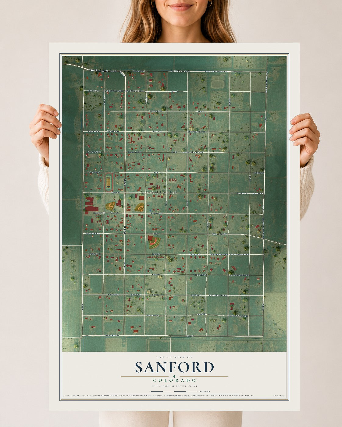 Map of Sanford, Colorado, 24 x 36 inch unframed archival matte print