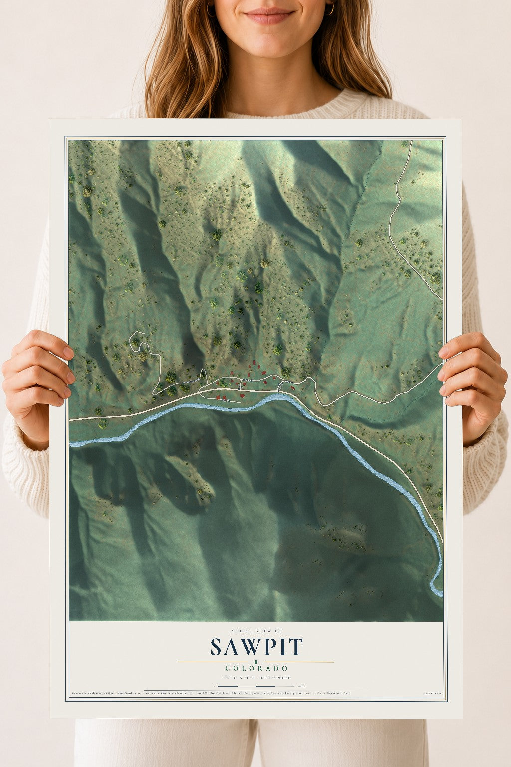 Map of Sawpit, Colorado, 18 x 24 inch unframed archival matte print