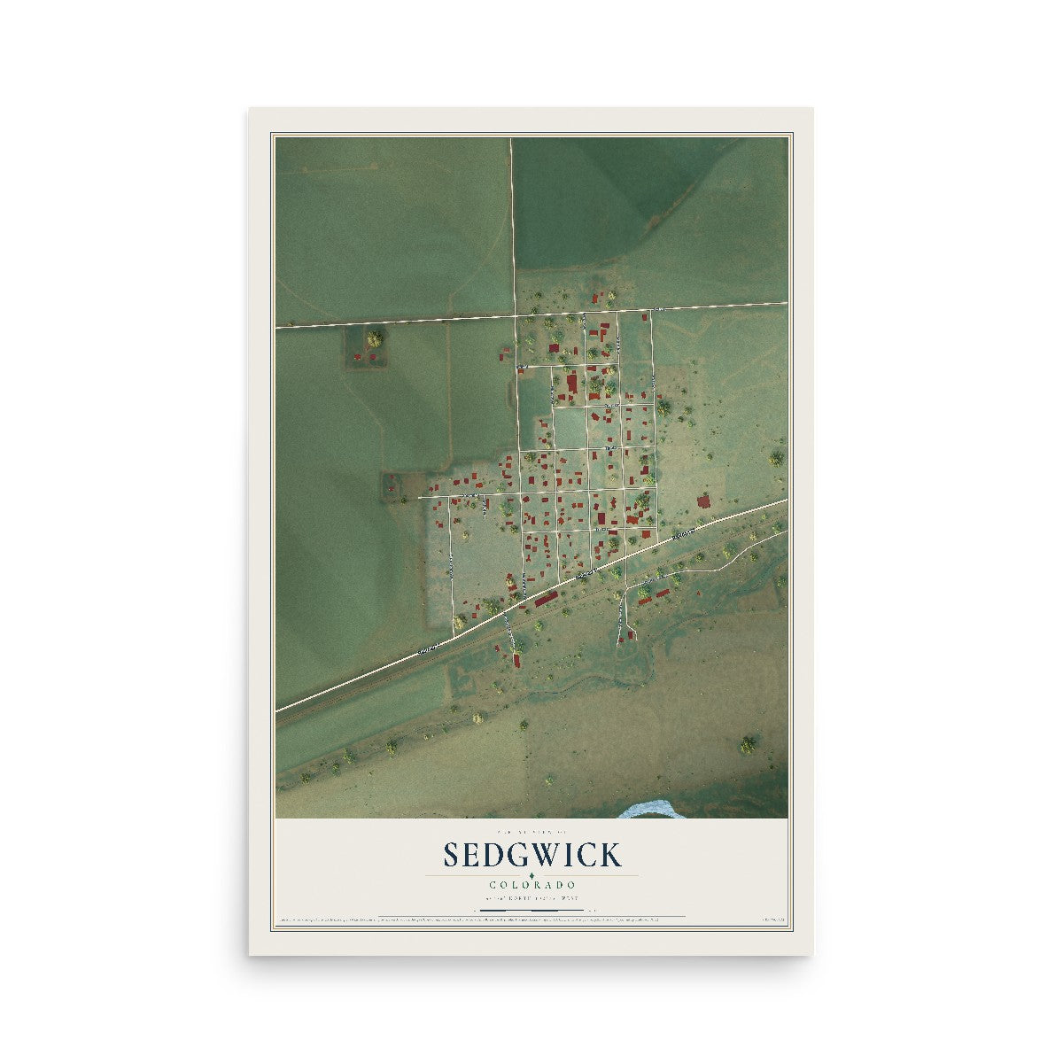 Map of Sedgwick, Colorado, 12 x 18 inch unframed archival matte print